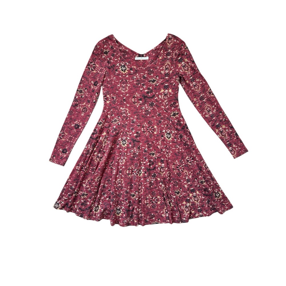 Peruvian Connection Persian Swing Dress Womens Small Red Print Long Sleeved